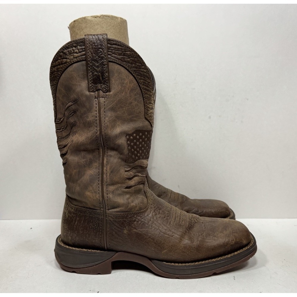 Durango Rebel Embroidery Flag Boots Men's Size 9 Brown Western Cowboy DDB0314